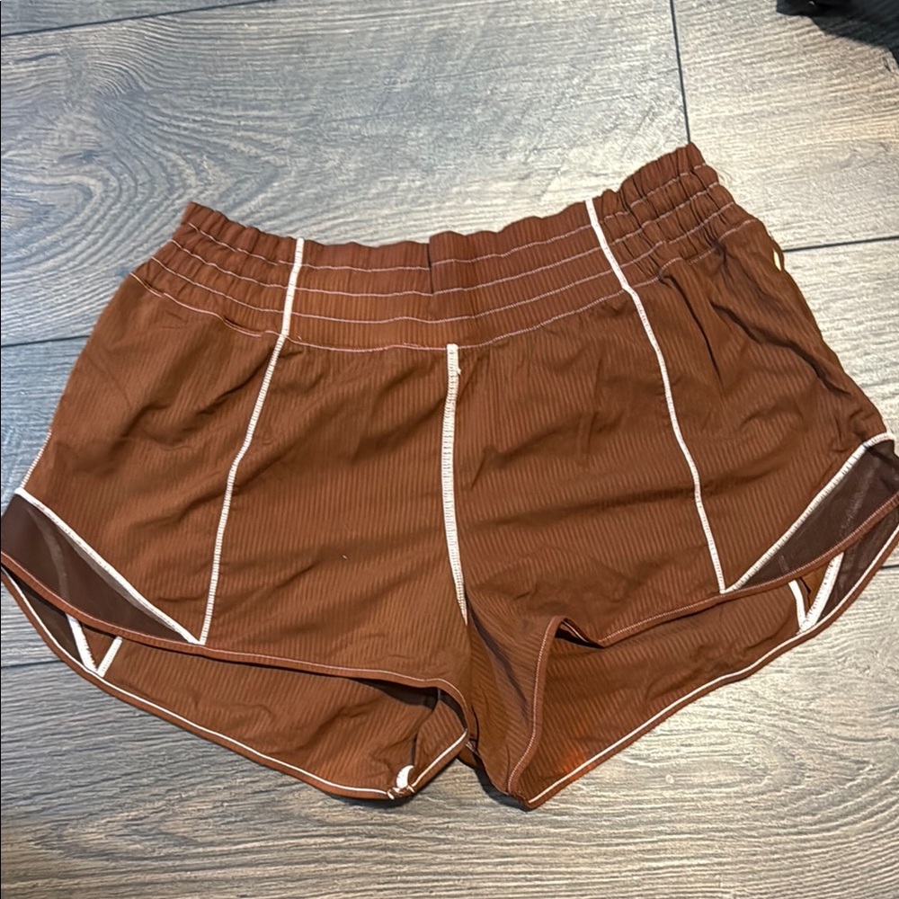 Lululemon Athletica Brown Athletic Shorts with White Trim